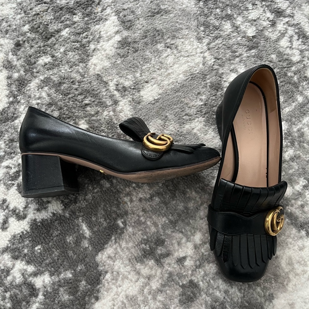 Gucci black marmont block heel